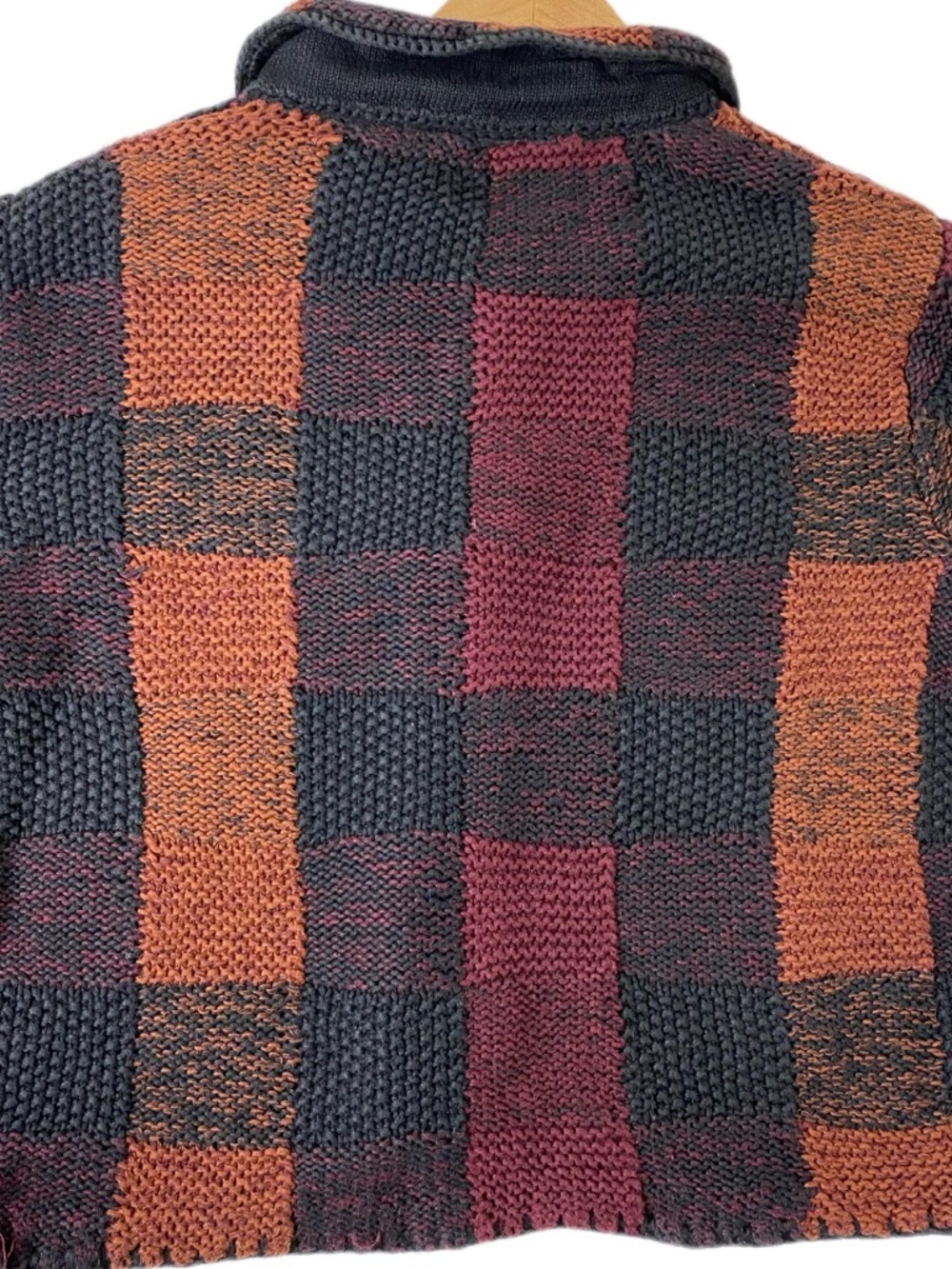 Michael Simon Patchwork Knit Button-Up Cardigan Earth Tone Button-Up Sweater - Picture 6 of 13